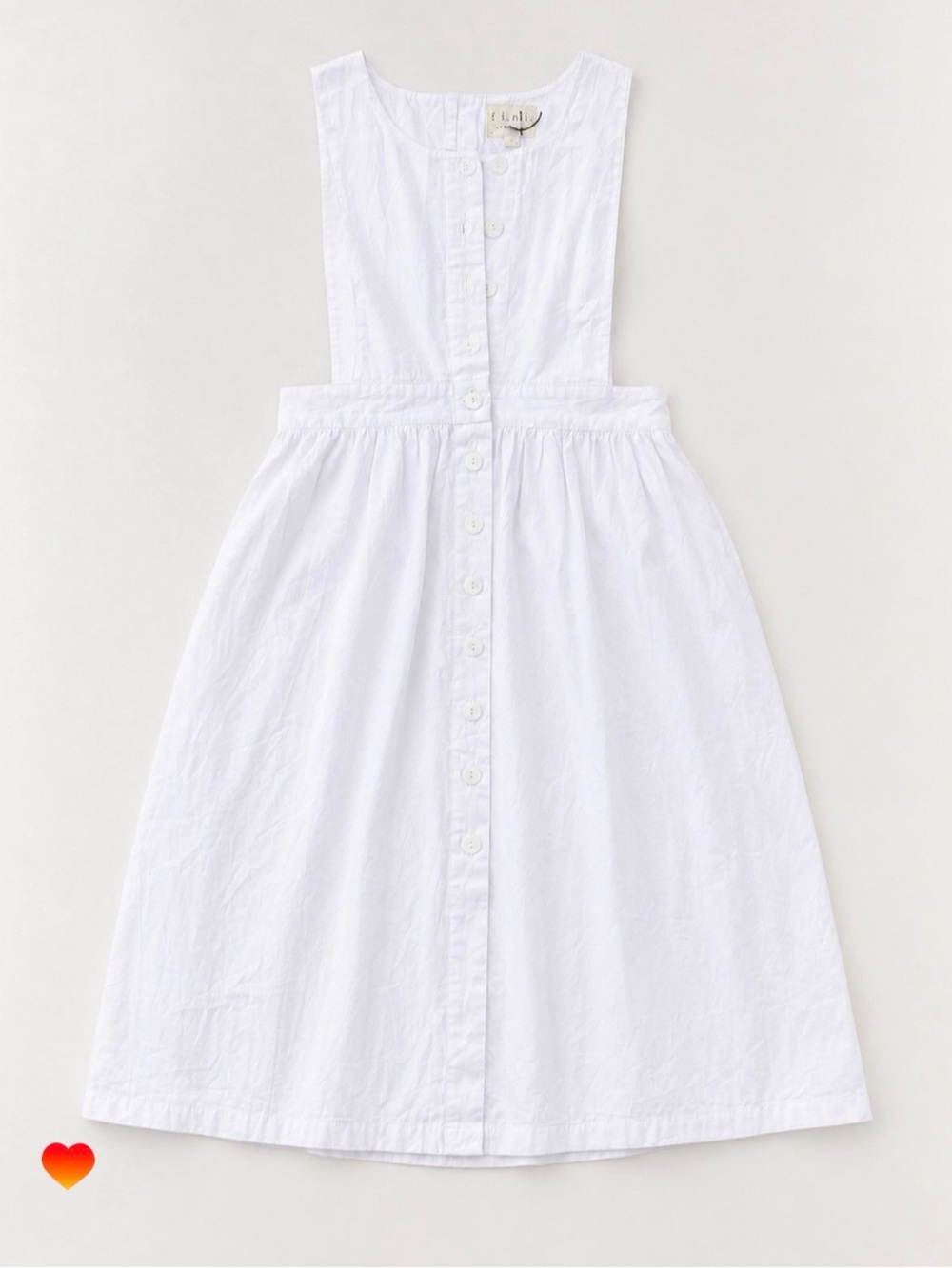 White Button-Front Pinafore Dress